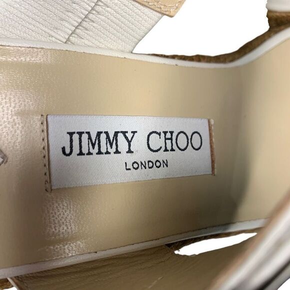 Jimmy Choo Melian 110mm Mules EU 40 Latte White Platform Wedge Leather Sandals - Picture 9 of 11